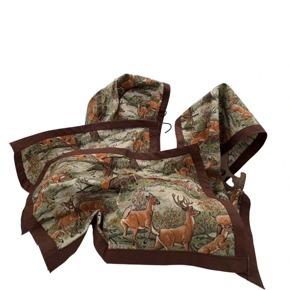 Handmade Deer Stag Table‎ Linens Lot (4) 2 Runners + 2 Placemats Rustic Lodge